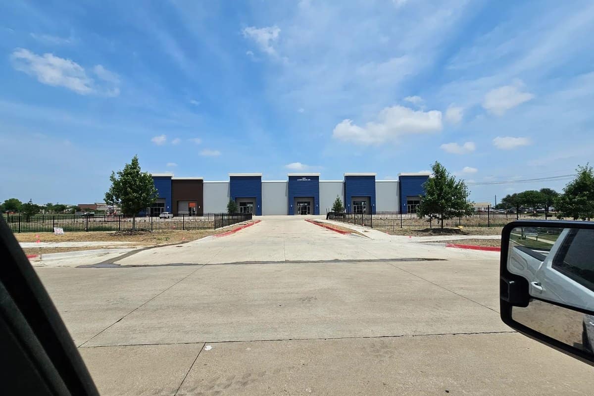 multi tenant flex center blue metal front elevation