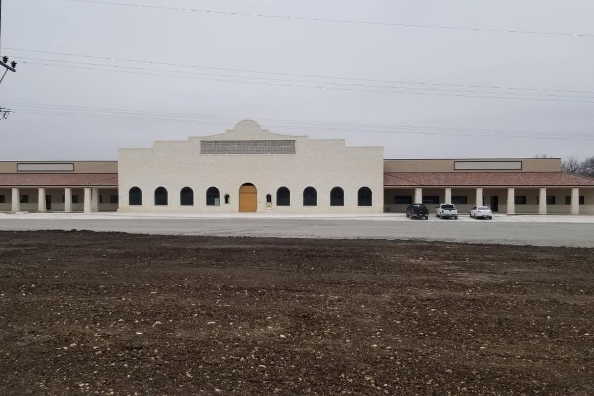 church spanish mission facade arched colonnade exterior
