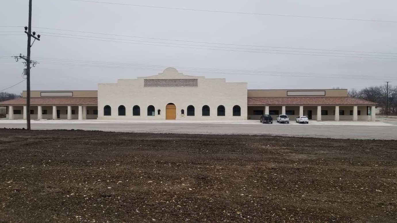 church spanish mission facade arched colonnade exterior
